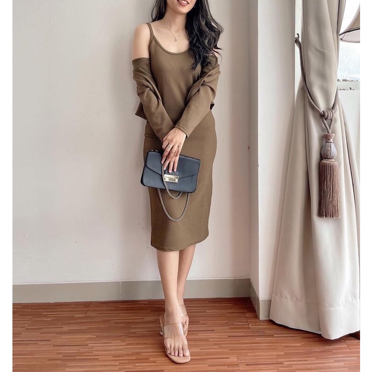 set cardi dan dress