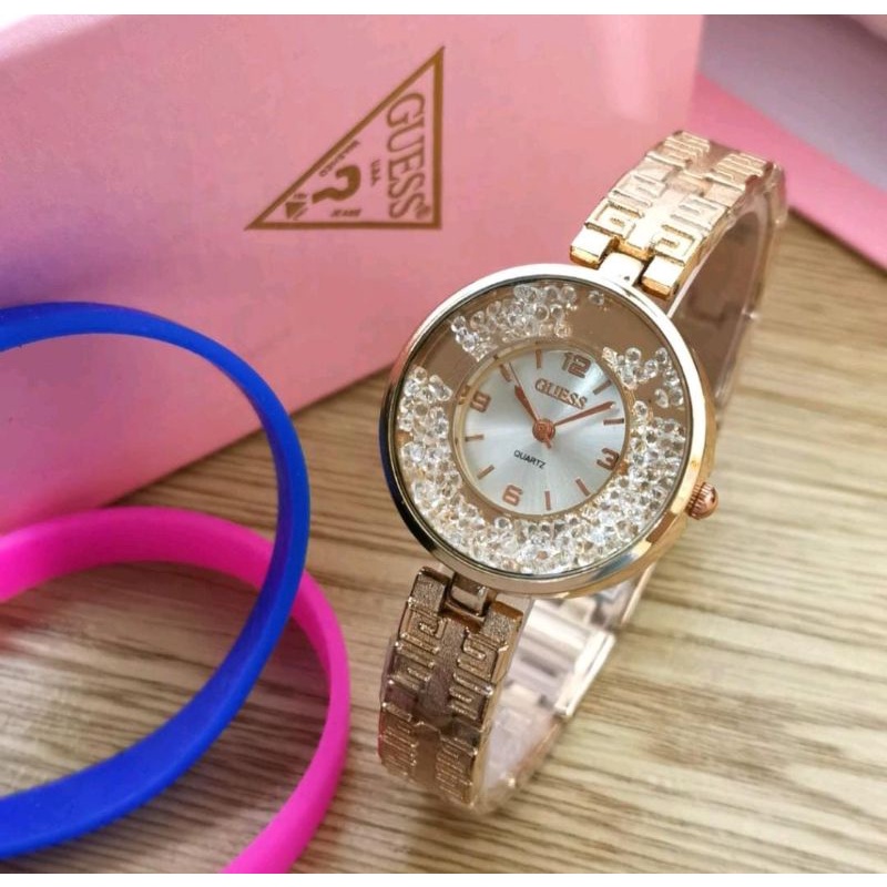 Jam Tangan Wanita Jam Tangan Terlaris Rantai Free Box &amp; Baterai