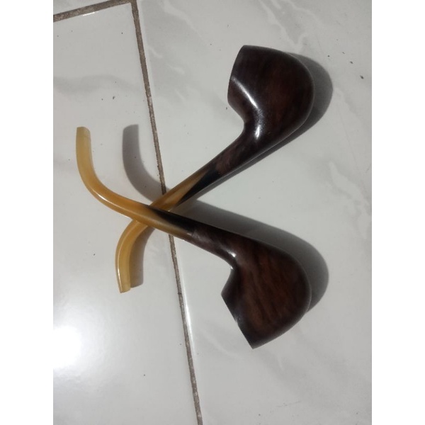 Pipa cangklong tembakau handmade bahan tanduk dan kayu sonokeling