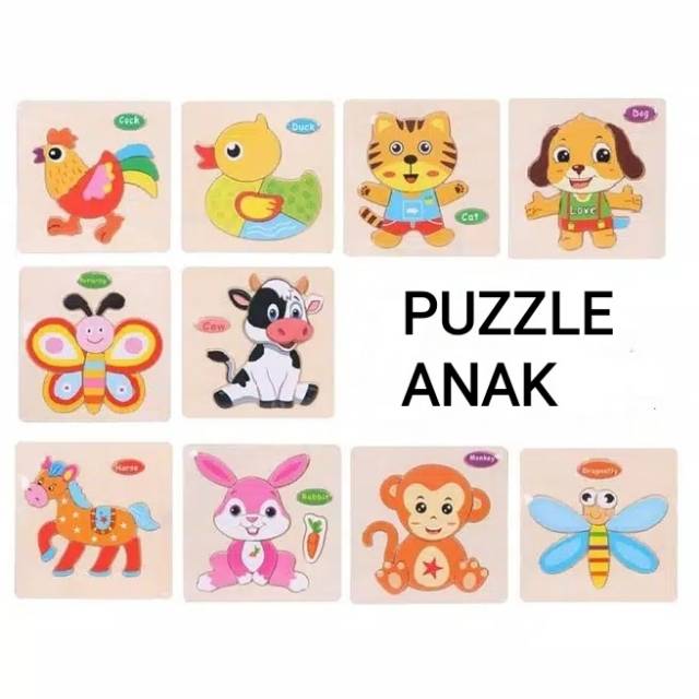 MOMBABY1 Mainan Puzzle Anak Motif Hewan atau Kado Mainan Anak Puzzle Motif Hewan