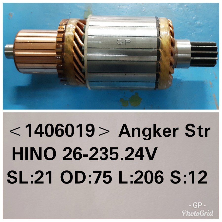 Armature Angker Starter Hino FS Short 206mm 25-235 12T 24V