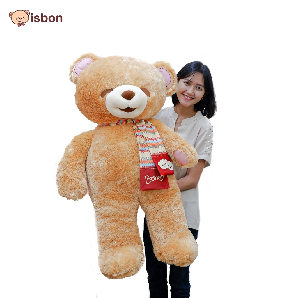 Boneka Beruang Teddy Bear Jumbo Istana Boneka STD Boney Tan dengan syal premium anti roktok super lucu imut ukuran 1m 1 meter
