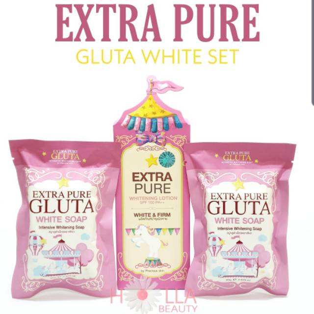 GLUTA SPF 100+ EXTRA PURE WHITENING SET / SET PEMUTIH / BODYLOTION / HANDBODY / PEMUTIH BADAN