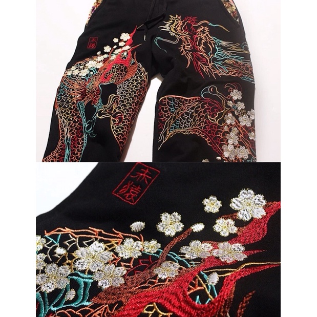 SK23 CELANA JOGGER IMPORT SUKAJAN PRIA JEPANG KOREA HARAJUKU BORDIR DRAGON NAGA ORIGINAL M-3XL JY13