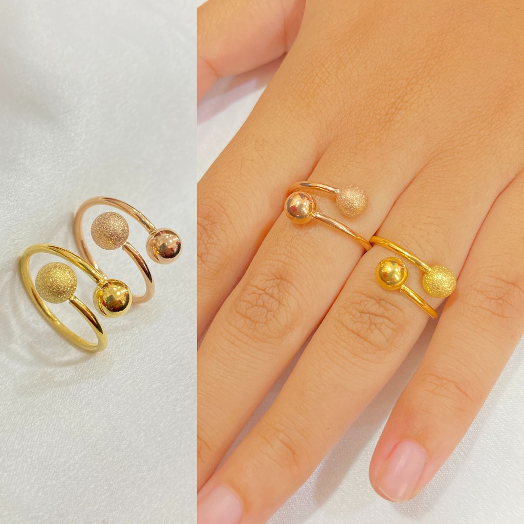 Cincin Titanium Pentol Bola Pasir / Cincin Wanita Korean Style Anti Karat Aksesoris Perhiasan