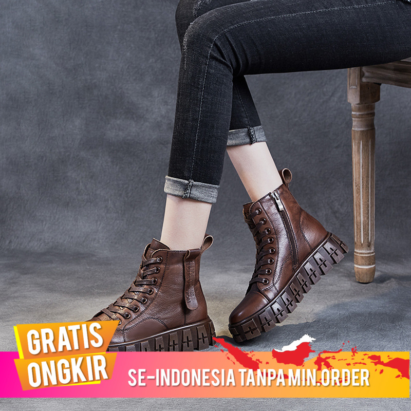 Sepatu Boot Wanita Import Kulit tebal Martin sepatu wanita 2020 dengan sepatu pendek kulit atas kapa