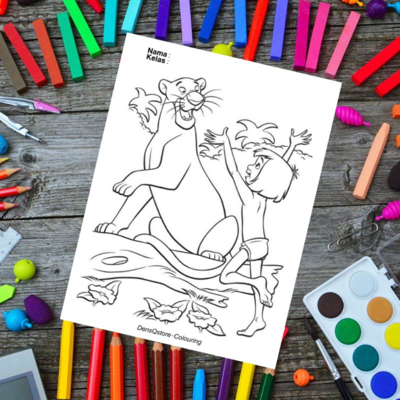 

Kertas Mewarnai Anak Tema The Jungle Book / Kertas Gambar (10 Lembar Gambar)