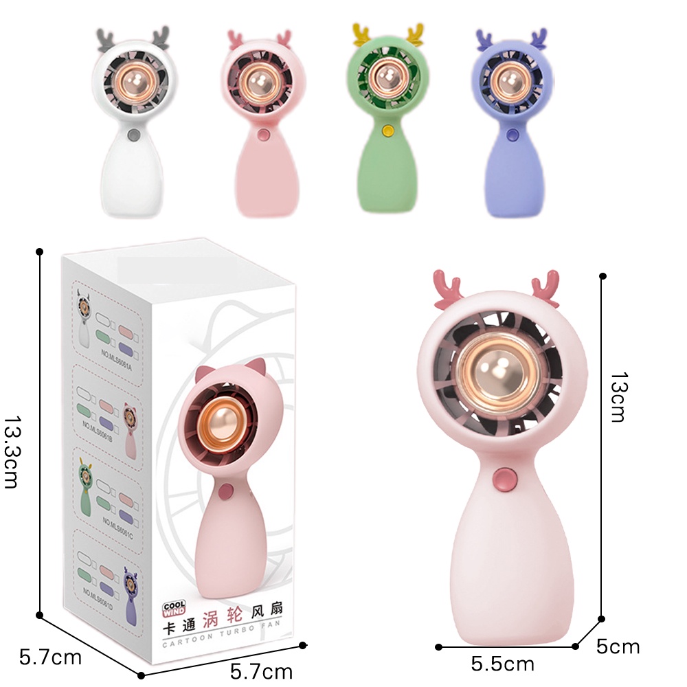 Kipas Angin Portabel M Mini Portable USB Rechargeable Fan Motif Tanduk