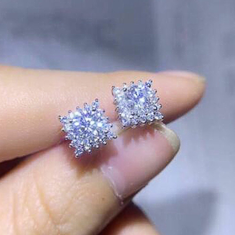 Anting Stud Cubic Zirconia Bentuk Persegi Untuk Wanita