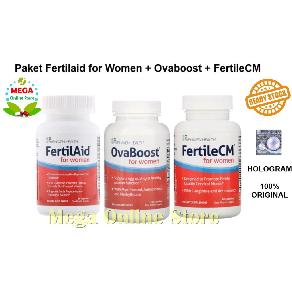 Paket Komplit Wanita TTC BUNDLE : FertilAid for Women + FertileCM + Ovaboost