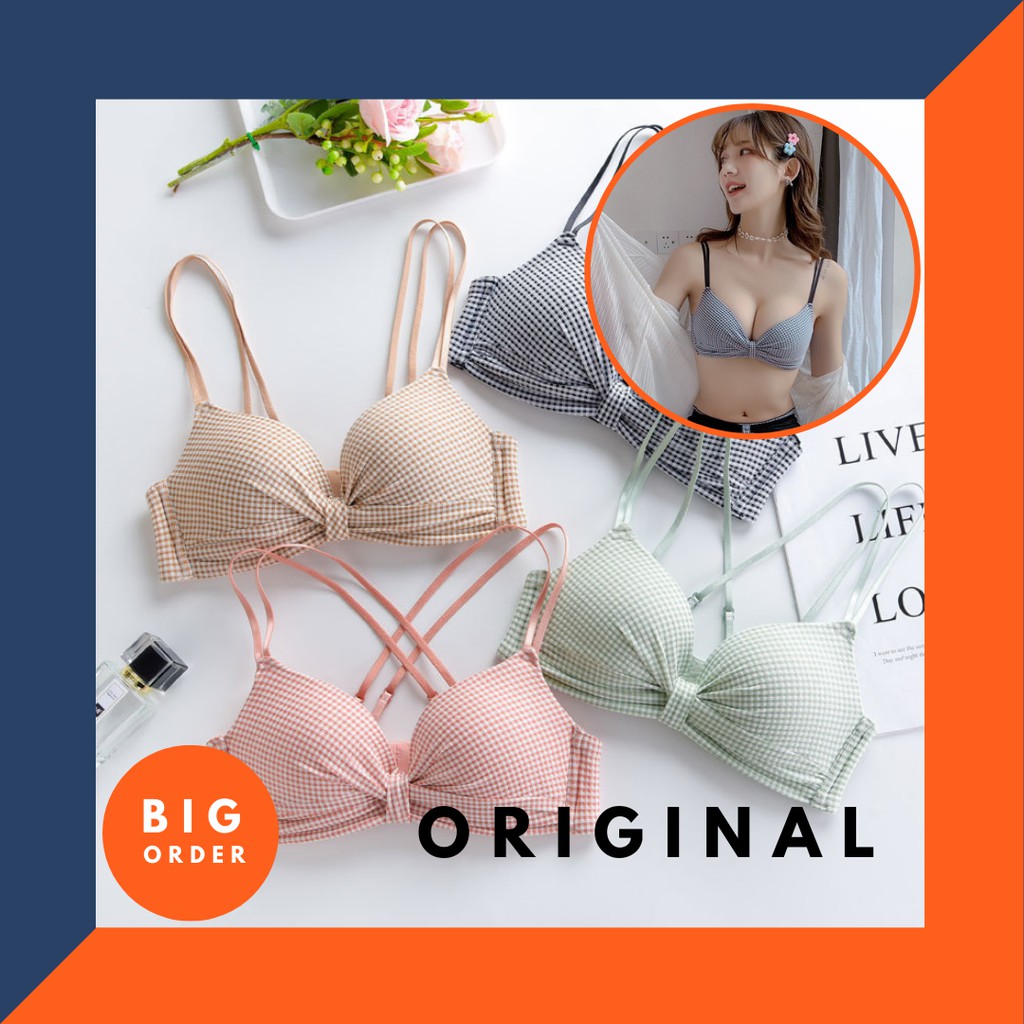 BH Bra Wanita Underwear Cewek Kutang Wanita Motif Pita Lucu Bra Premium BH21