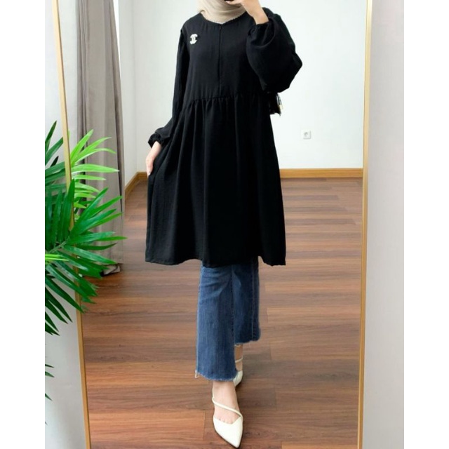 Monola Tunik Crinkle Long Tunik Lengan Balon