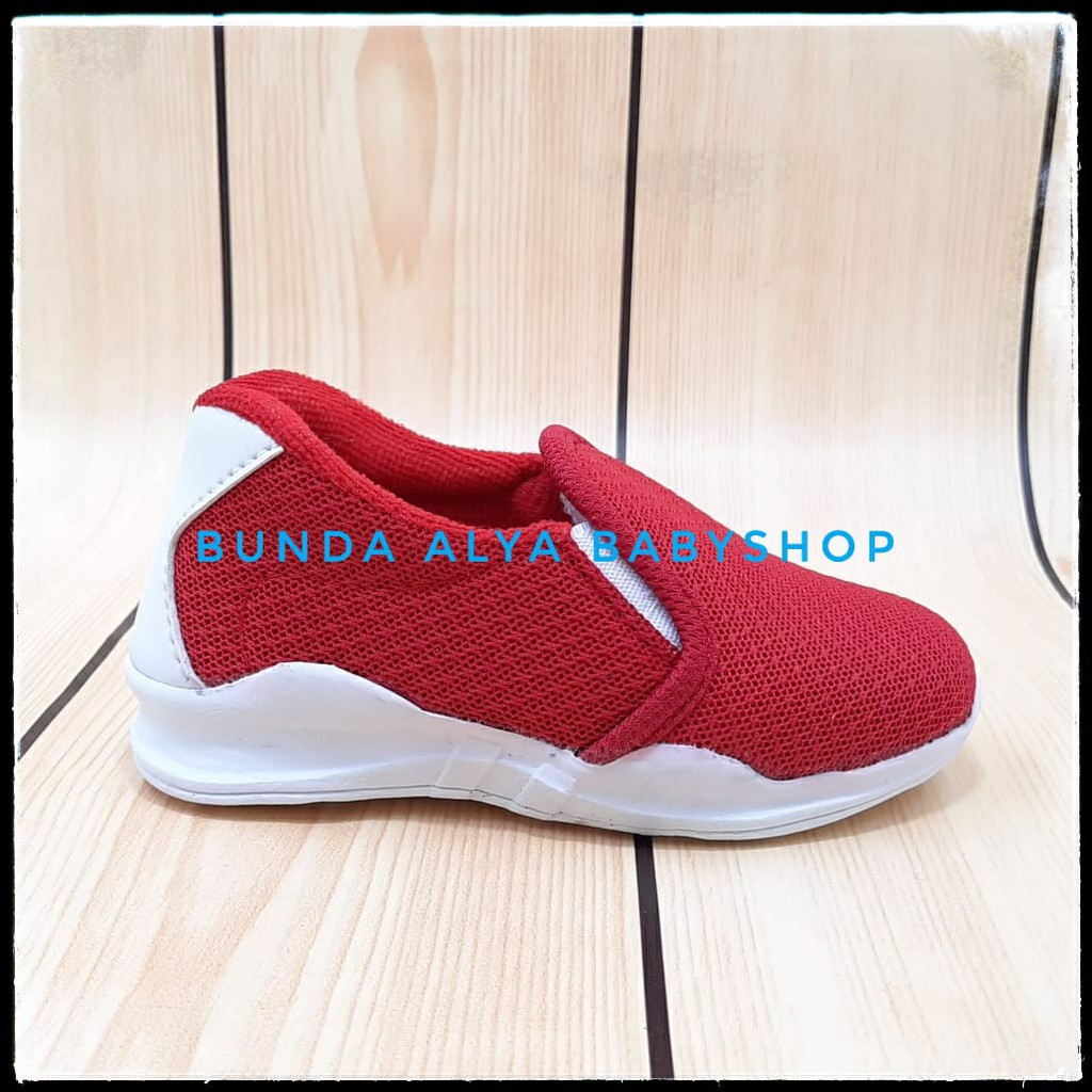 Sepatu Anak Laki Laki 2 3 Tahun Sport MERAH Sepatu Anak Cowok Cewek Sport Slip ON Alas Karet Anti Licin  Size 22 - 35