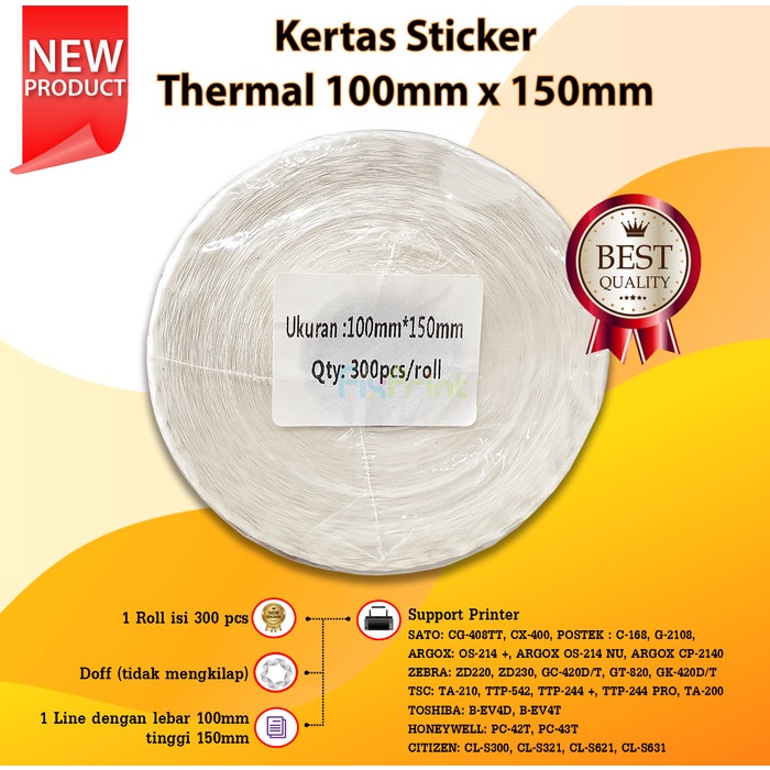 Label Sticker Thermal 100mm X 100mm CG-408TT CX-400 C-168 G-2108