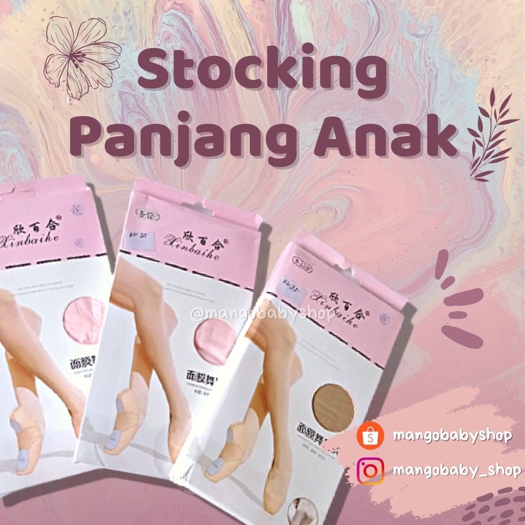 XINBAIHE | Stoking stocking panjang polos hitam pink cream anak tari menari pentas ballet