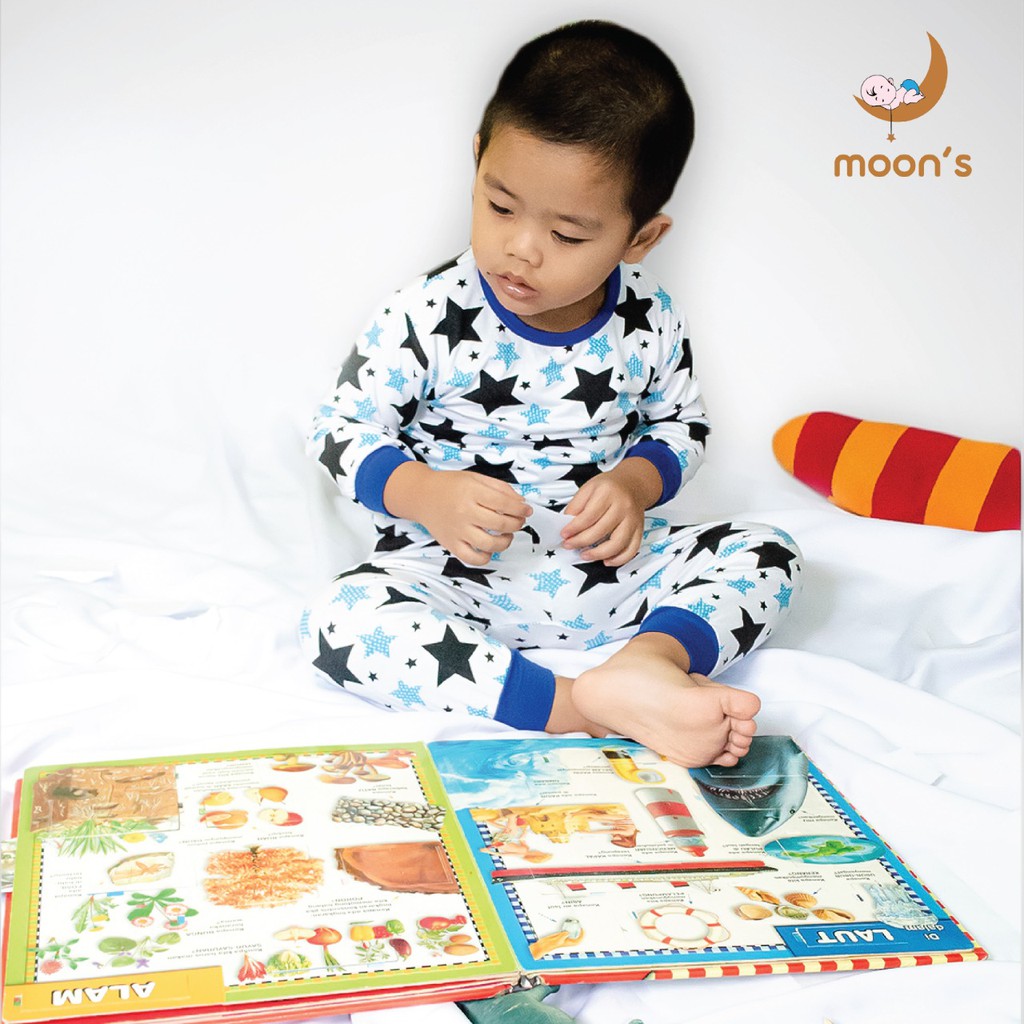 Size 2-9 Tahun PIYAMA PANJANG MOONS STELAN PIYAMA BAYI BAJU TIDUR ANAK BAJU TIDUR MURAH PAJAMA VELVE 1 2 3 4 5 6 7 8 9 10