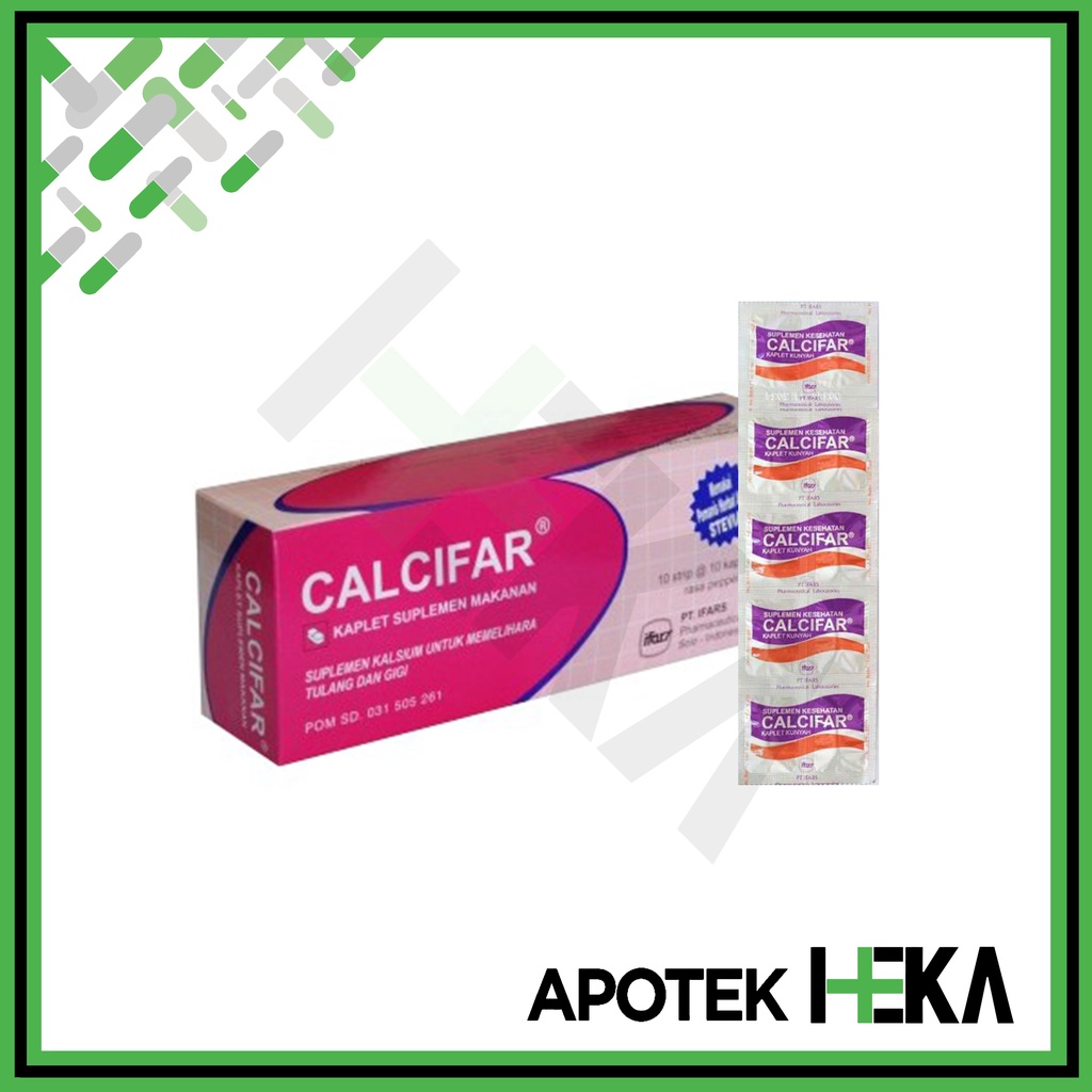 Calcifar Kaplet Kunyah Chewable Box isi 10x10 - Suplemen Kalsium (SEMARANG)