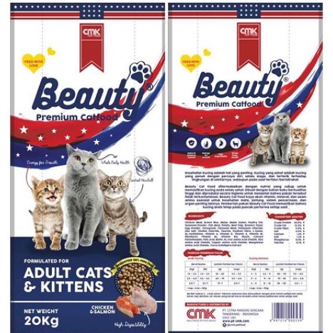 Makanan Kucing Premium BEAUTY 20kg / Premium Cat Food Murah 20kg