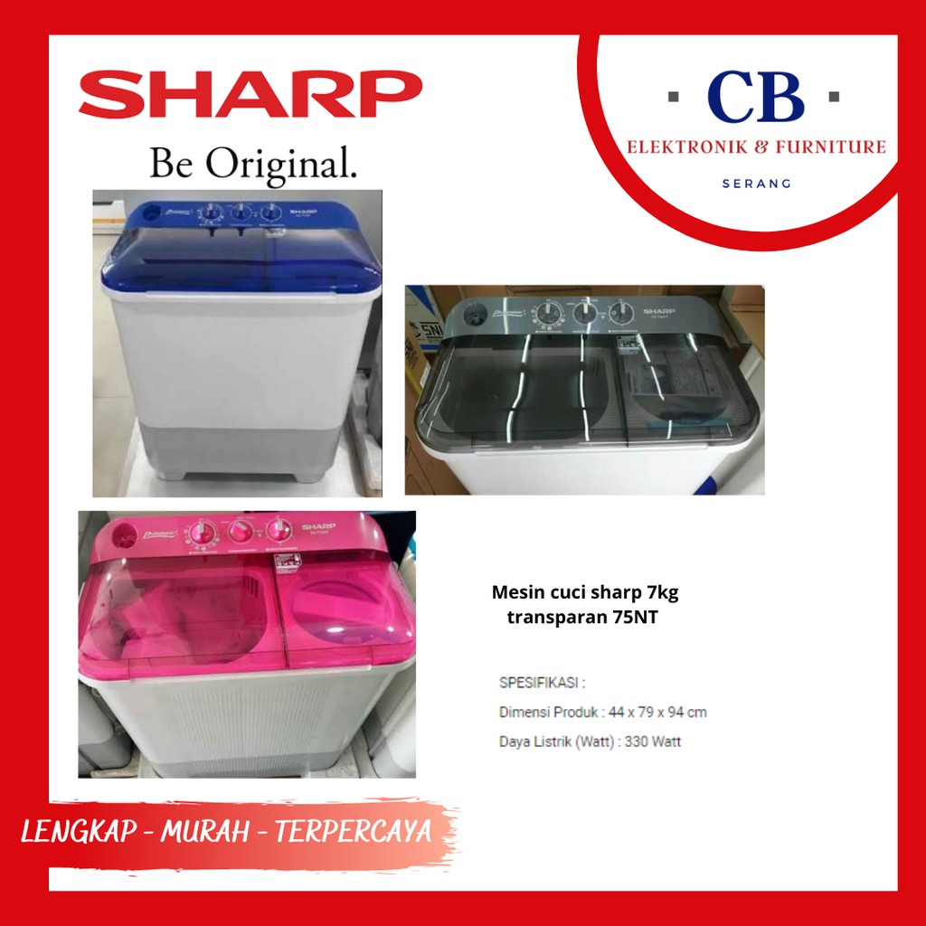 MESIN CUCI SHARP 2 TABUNG 75NT TRANSPARAN - SHARP 75 NT