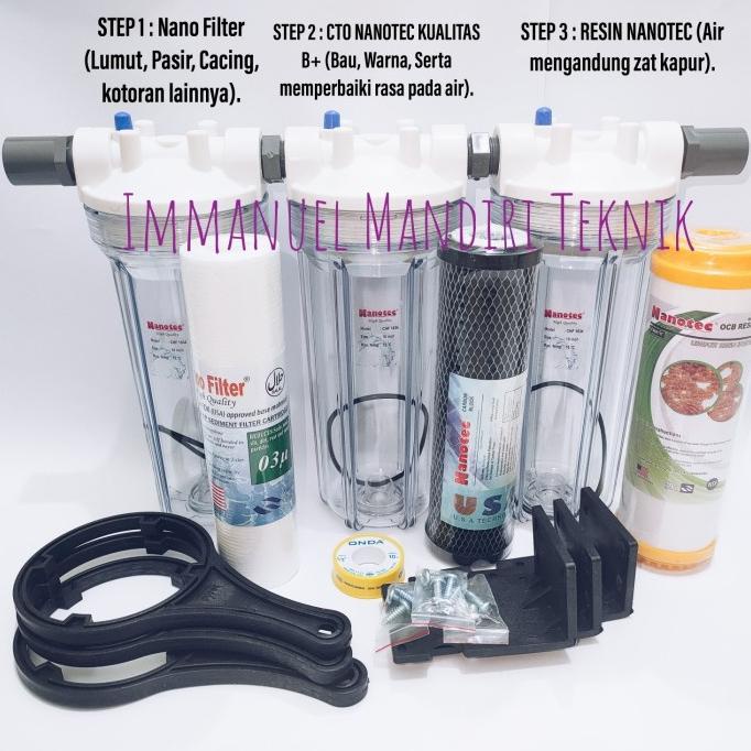Jual Paket Filter 3 Tahap Nano Cto Resin Nanotec Filter Air Pam / Air