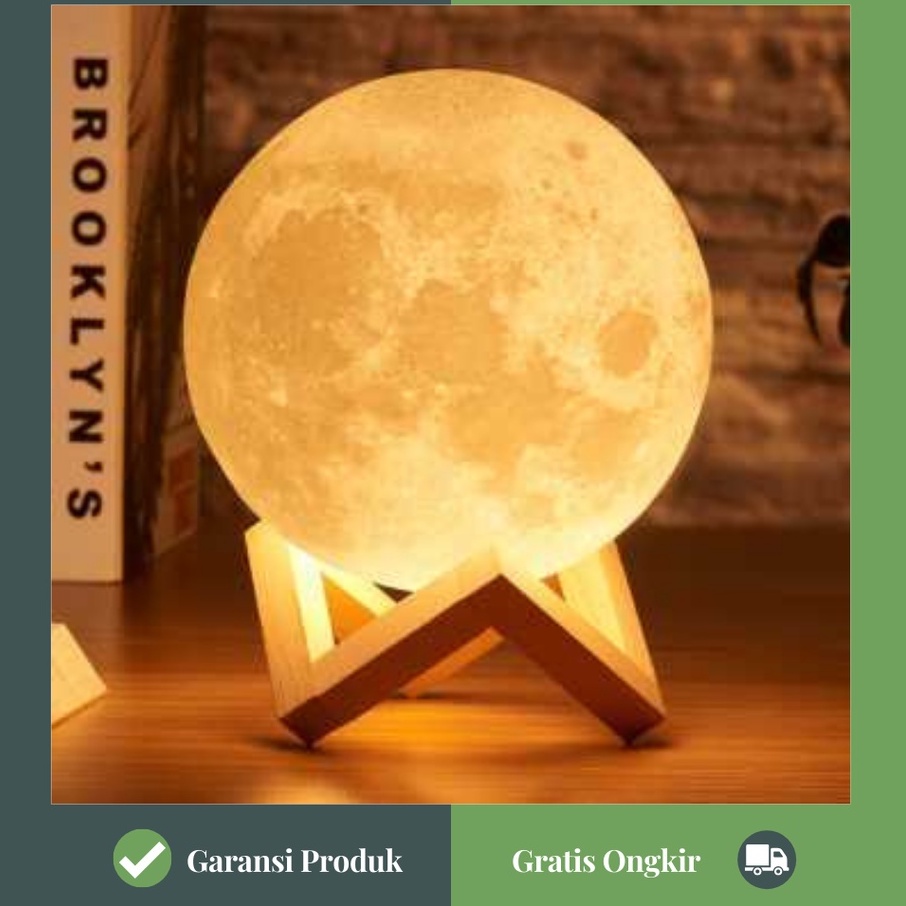 MPro lampu tidur aesthetic 3d Meja pentol Printed Moon Night Light Table Rechargeable Lamp 12cm 15cm AMT