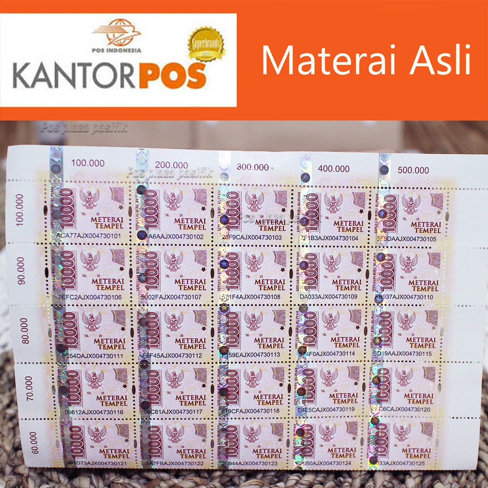 

Materai Tempel Asli PERURI 10000 / 15Pcs