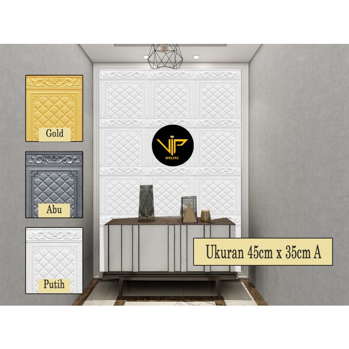 Ready Stok VIP Wall paper 3D Foam Stiker Motif Batik Pintu Jendela WallPaper - 45cm x 35cm A, BTJ-Go