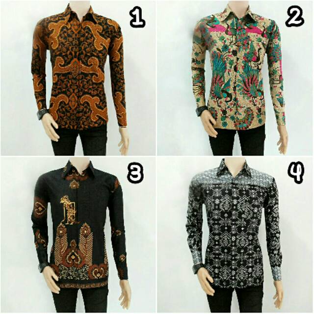 Kemeja Hem Batik Atasan Pria Lengan Panjang Seragaman Formal Casual Kantoran