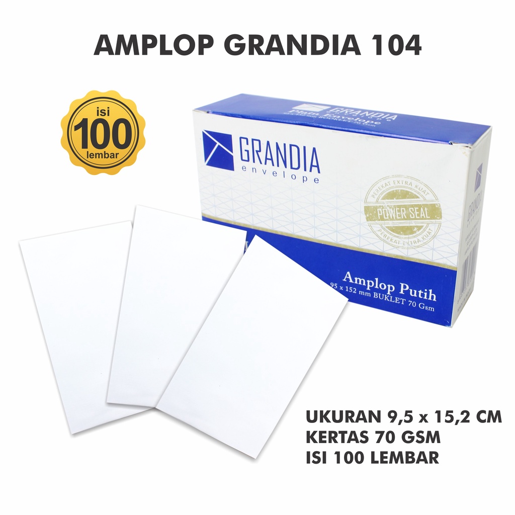 

Amplop Putih Polos Dengan Perekat isi 100 Lembar Grandia P 104