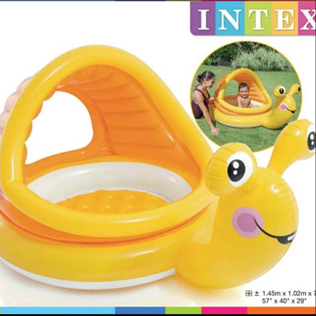 Kolam renang tiup intex lazy snail shade baby pool 145cm x102cm x74cm(57124)