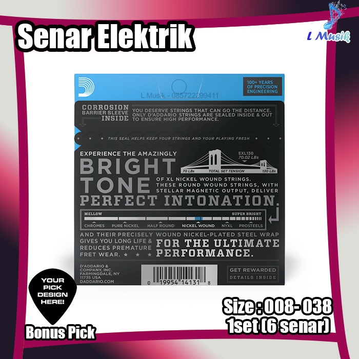 SENAR GITAR ELEKTRIK 08 D ADDARIO ELECTRIC GUITAR STRINGS