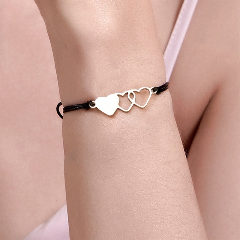 3pcs Gelang Handmade Bahan Stainless Steel Untuk Hadiah Ulang Tahun