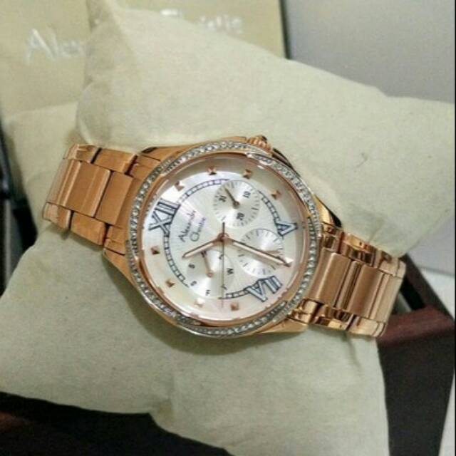 jam tangan alexandre christie ac2643 rosegold dial white 2643