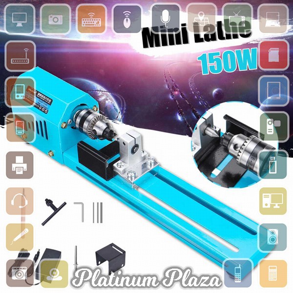 WOLIKE Mesin Bubut Kayu Mini Lathe Beads Grinding Polisher DIY Woodworking 150W - X707`2MEMIQ-- Blue