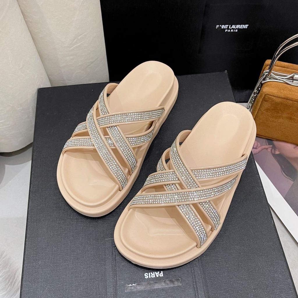 Sandal Jelly KIYOMI GLITTER Import 422-1 / Sandal Wanita Korea Tebal / Sandal Import Karet Empuk