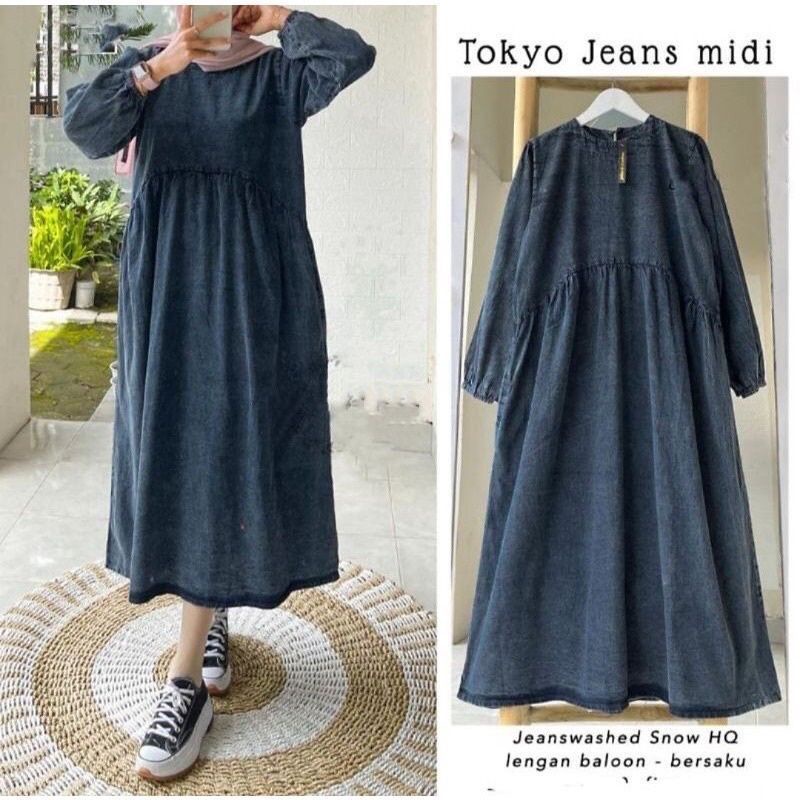 COD / KIARA MIDI JEANS TERBARU / MIDI DRESS JEANS / DRESS MIDI DENIM
