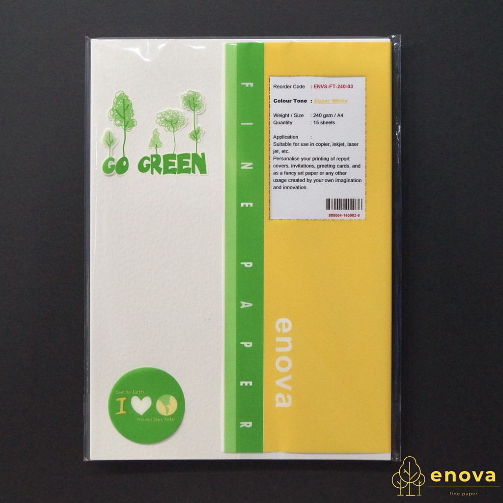 

Fancy Art Paper ENOVA | Super White | A4 240GSM (Putih)