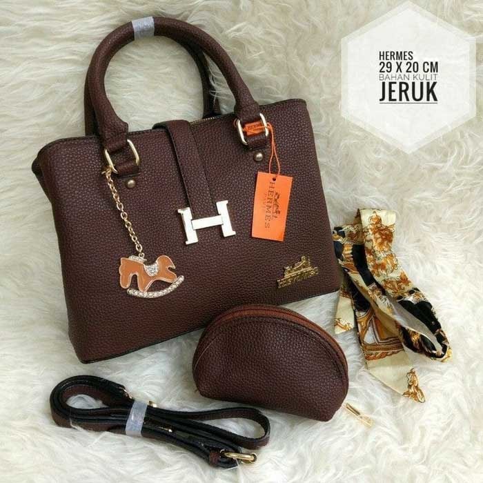 Terbatas Tas Selempang Wanita Branded Real Pict Terbaru HermesTogo Coklat Tua