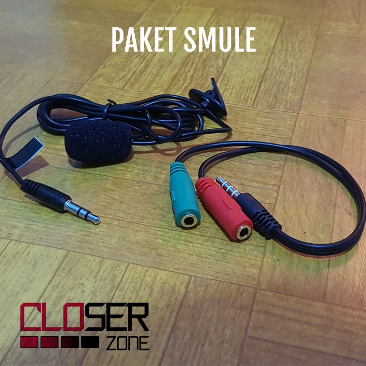 Paket Youtube Youtuber Vlog Vlogger Smule Alat Rekaman - Mic Clip on & Audio Splitter cable