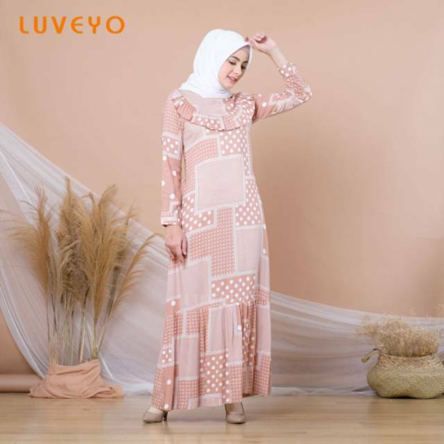 Gamis kerja busana muslim dress katun elastis LV41