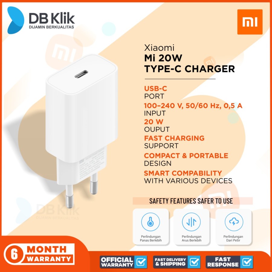 Charger Xiaomi MI 20W Type C - Charger MI 20W USB C port