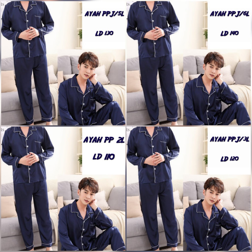 PIYAMA COUPLE SATIN POLOS NEVI LENGAN PANJANG PP NAVY