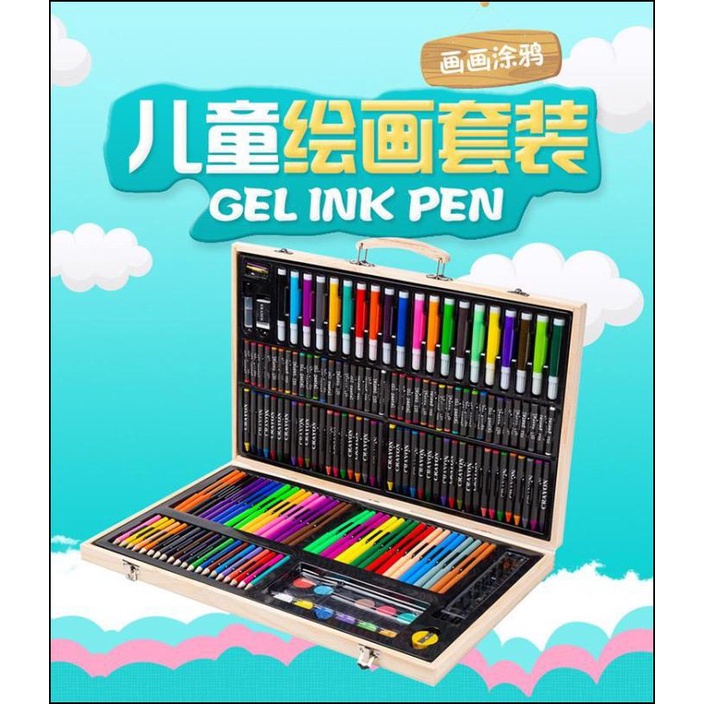 

CRAYON SET 180 PCS KOTAK KAYU /PENSIL WARNA KOPER KAYU SET CAT MINYAK