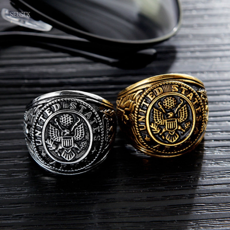 Cincin Stainless Steel Titanium Steel Vintage Big Board untuk Pria