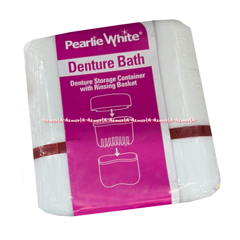 Pearlie White Denture Bath Denture Storage Cointainer With Rinsing Basket Kotak Tempat Gigi Palsu Aga Higienis Pearliewhite