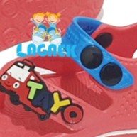 Sendal Anak Laki Jepit Usia 6 - 12 Bulan Karet Anti Licin - Sepatu Sandal Anak Cowok Karet Anti Licin Bus MERAH Size 19