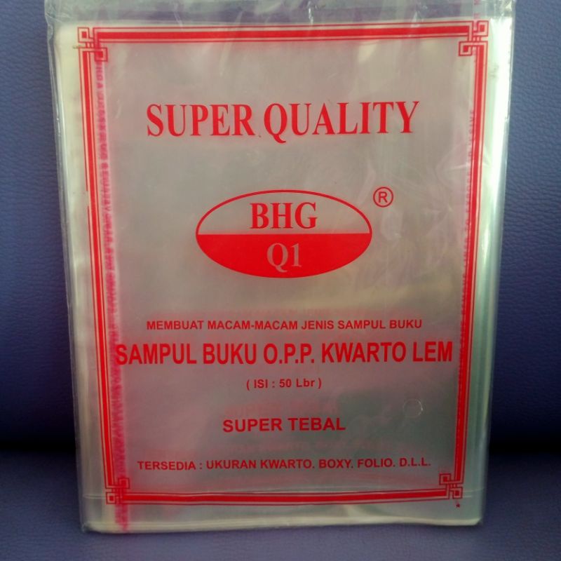 

BHG Q1 Sampul Buku Plastik Mika Lem Uk. Kwarto