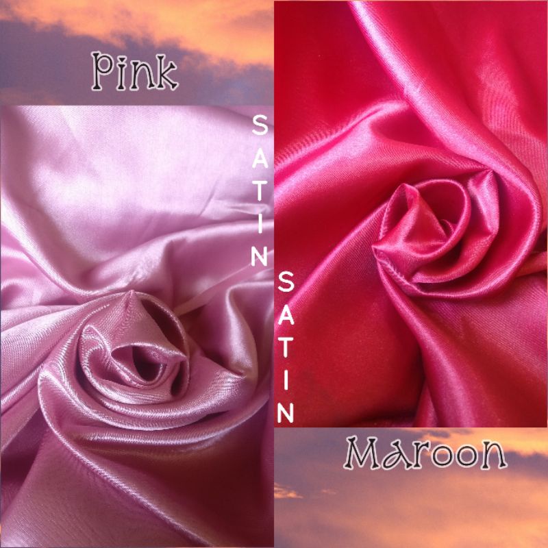 Clearence bahan satin Maroon Pink bukan sutra kain satin gilap | Satin | Kain Satin | kain glossy Le
