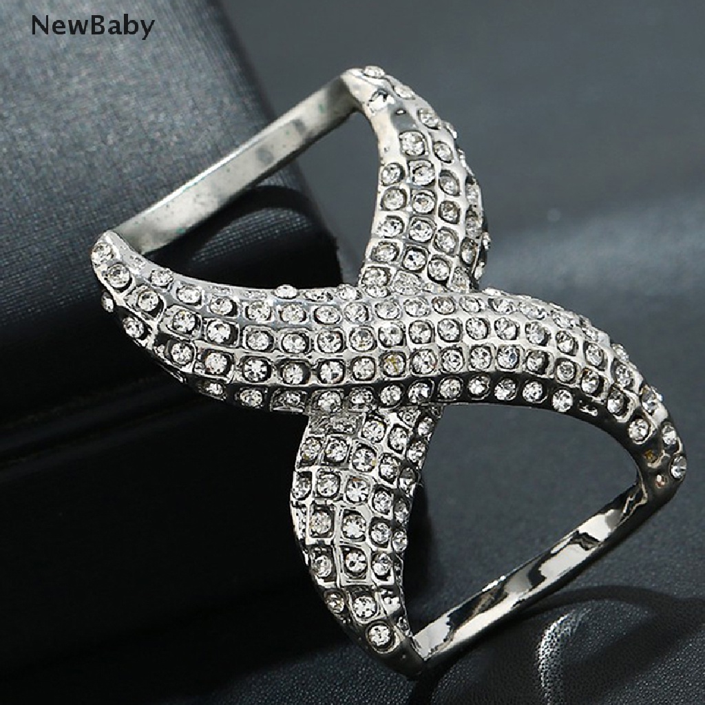 Newbaby Bros Pin Ring Bulat Hias Kristal Holder Scarf Wanita Untuk Pernikahan