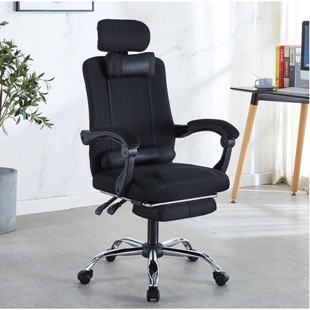 Kursi Kantor Hidrolik Sandaran Kepala Headrest Plus Bantal Kursi Kerja Armrest Naik Turun-668 Hitam + Getar